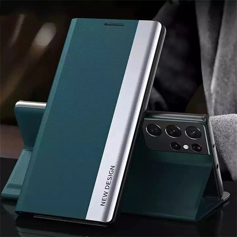 Luxury Leather Flip Case For Samsung Galaxy S26 S25 S24 S23 S22 S21 S20 Ultra Plus Edge S23 S21 S24 FE Note 20 Ultra Stand Cover