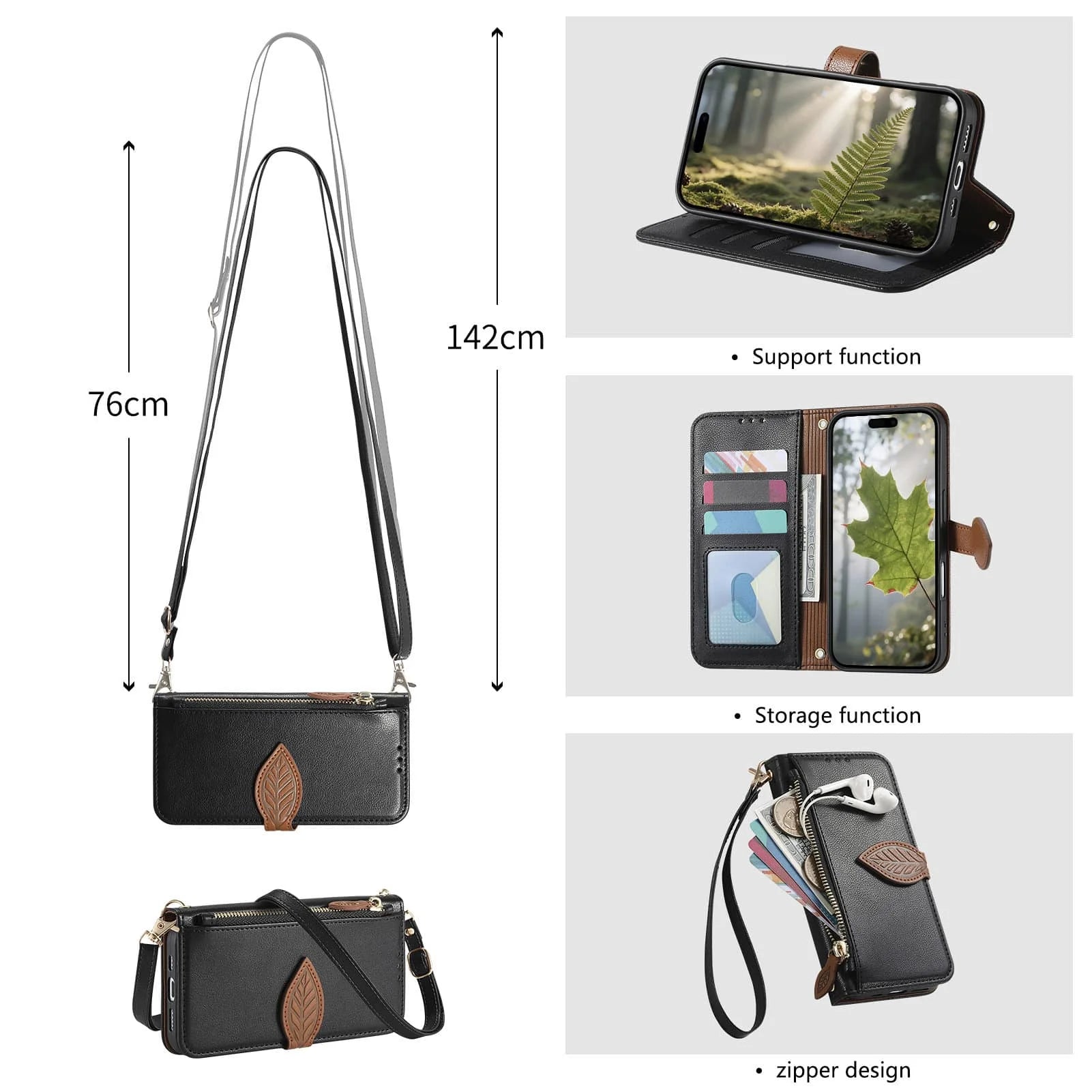 Purse Case for Google Pixel 10 9 Pro XL 10A 9A, Zipper Pocket Phone Protection Cover with Card Slots Holder Wrist Strap Lanyard