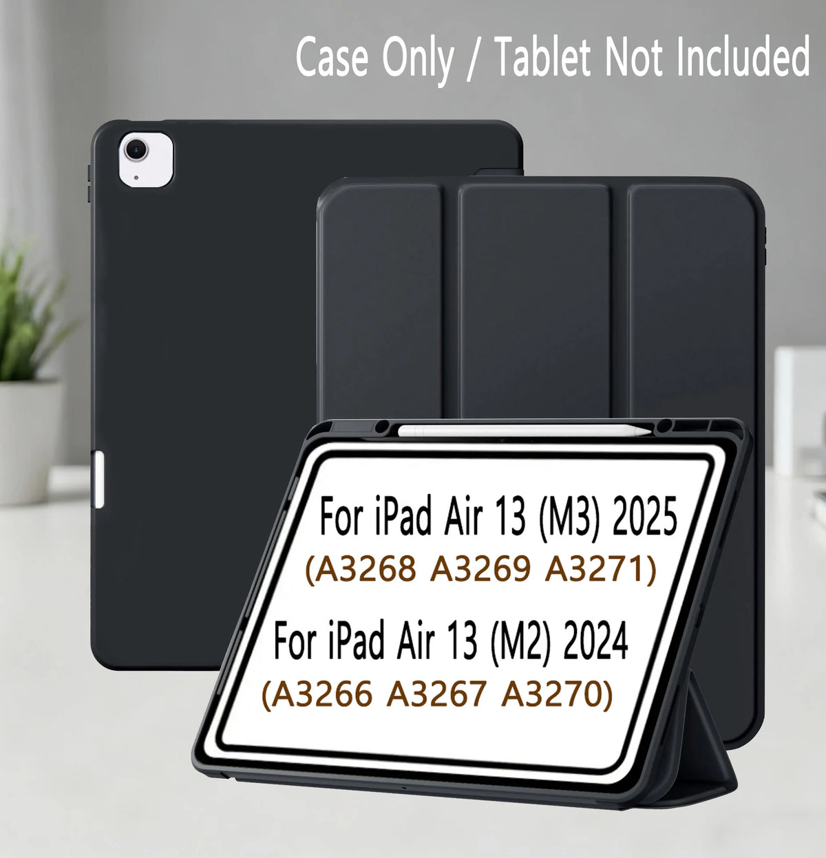 Pencil Case for iPad Air Pro 10.9 11 12.9 13 A16 10th 11th Generation Air 4 5 6 7 Trifold Stand Flip Cover With Pencil Holder