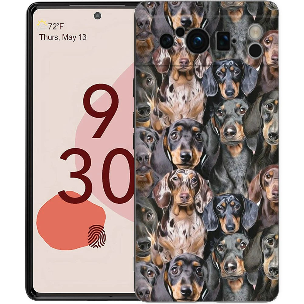 Cute Dachshund Bulldog Phone Case For Google Pixel 10A 10 9 8 7 6 Pro XL 9A 8A 6A 7A 5G Soft Shockproof TPU Black Cover