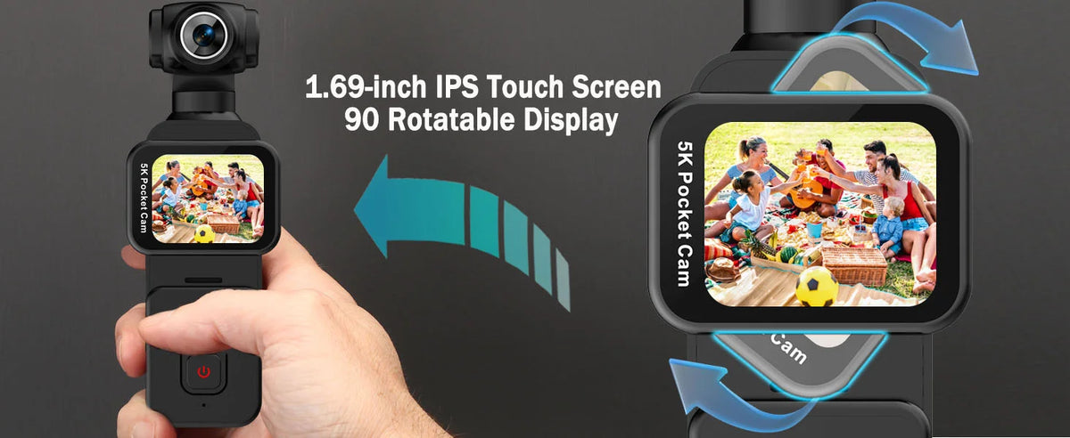 5K Mini Camera Anti-shake Sport Cam with Face Detection Automatic Rotating Lens Vlogging Body Camera with Rotatable Touch Screen