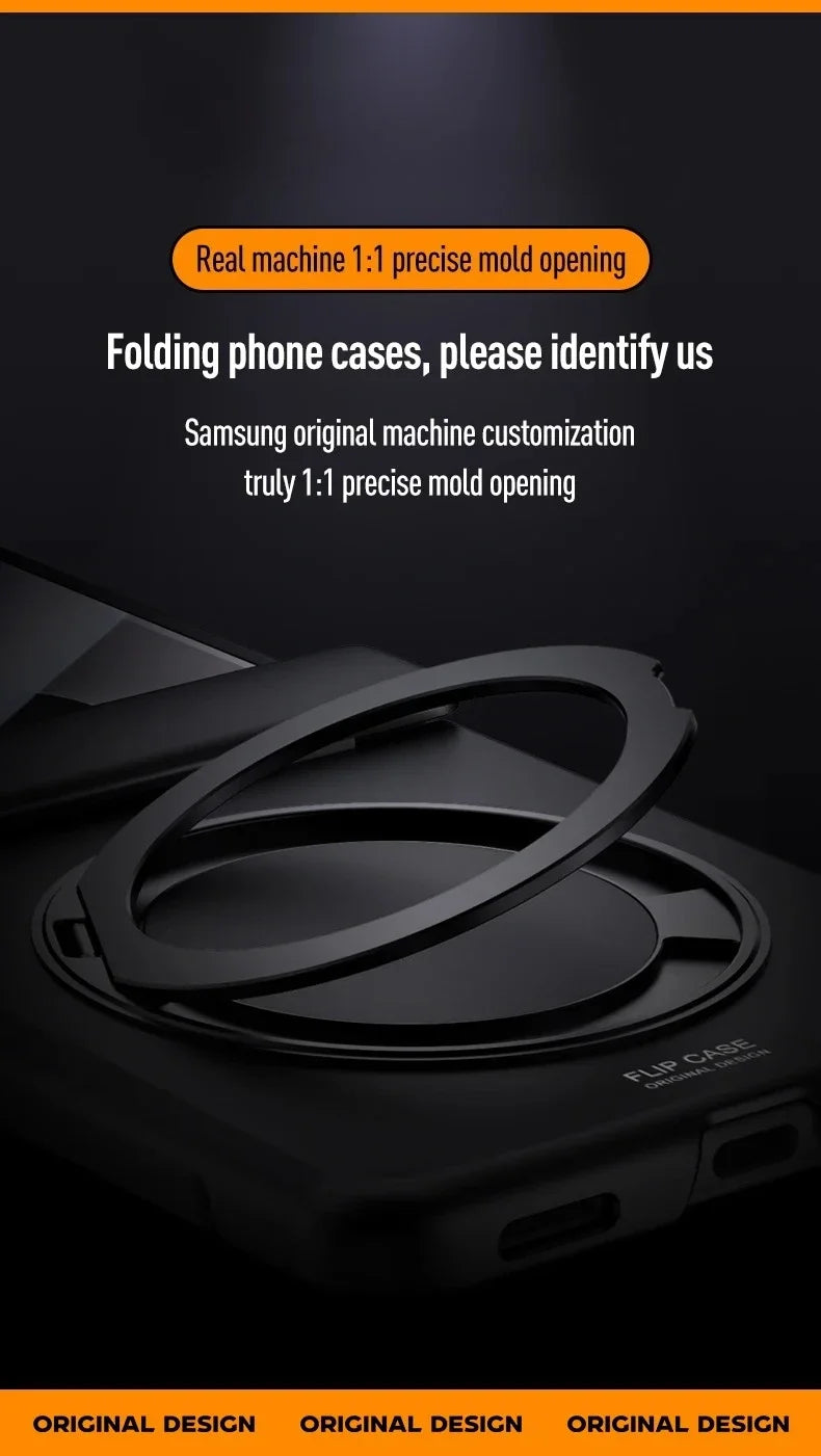 Magnetic Wireless Charging Matte Case For Samsung Galaxy Z Flip 8 7 With Rotating Bracket Hinge Tempered Film Shockproof Cover
