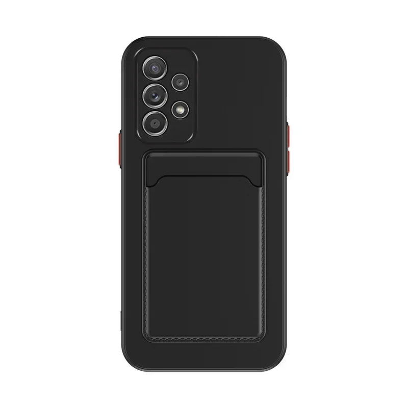 Soft Silicone Card Holder Case For Samsung Galaxy S24 S23 S22 S21 S20 Plus FE Note 20 Ultra A51 A71 A54 Slot Wallet Back Cover