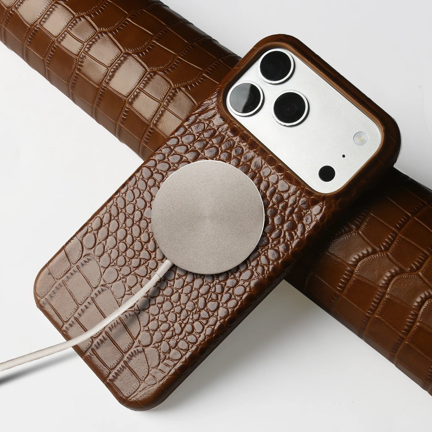 Real Leather Case Crocodile Pattern For iPhone 17 Pro max Air 16 pro 15 14 13 12 11 Luxury Wireless charging Protective Cover
