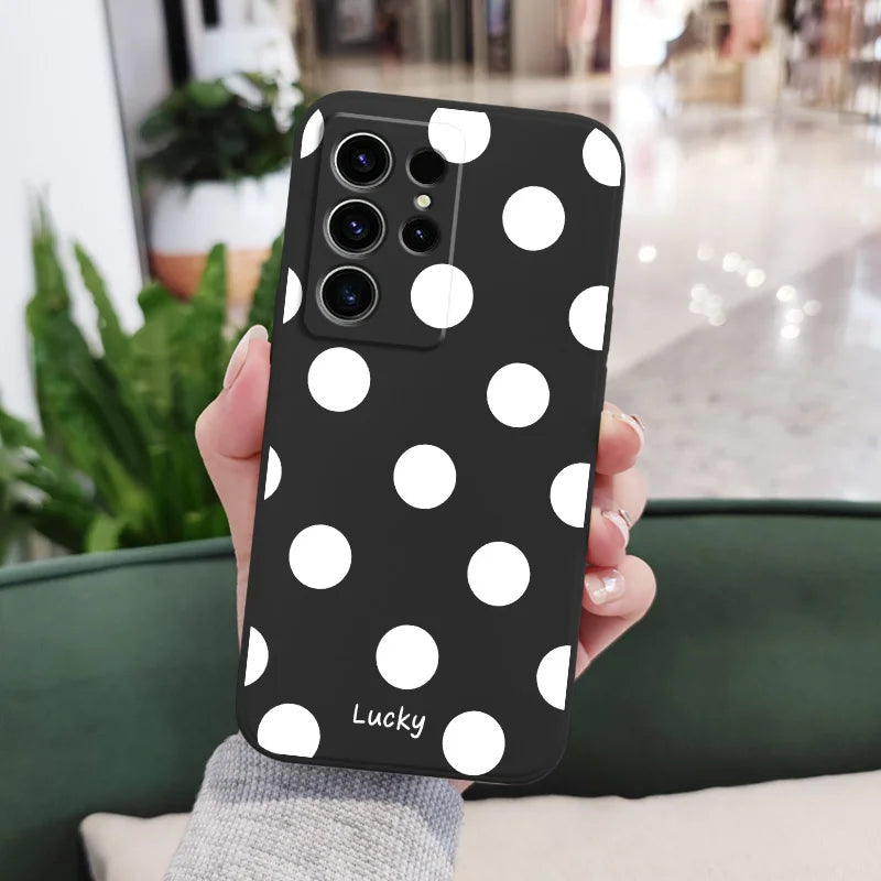 French Polka Dots Phone Case For Samsung Galaxy S25 S24 S23 S22 S21 S20 S10 S10E Ultra Plus FE Note 20 Ultra Plus Cover
