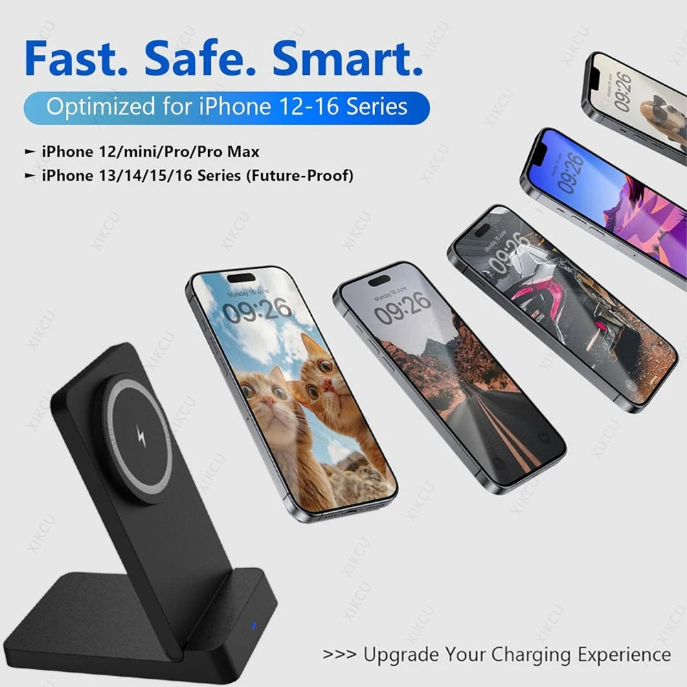 Foldable Magnetic Wireless Charger Phone Holder Stand For Magsafe iPhone 17 16 15 14 13 12 Pro Max Samsung Fast Charging Station