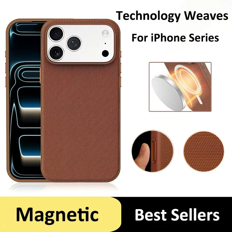 New For Magsafe Tech Woven Wireless Charge Case for Iphone 18 17Air 16 15 14 Plus 13 12 Pro Max TechWoven Matte shockproof Cover