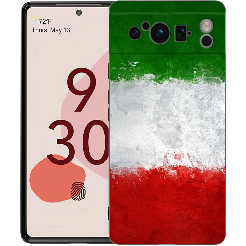 Italian flag Phone Case For Google Pixel 10 9 8 7 6 Pro XL 9A 8A 6A 7A 5G Soft Shockproof TPU Black Cover