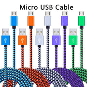 Nylon Braided USB Micro Cable 2.4A Fast Charging Sync Charger for Samsung Android Mobile Phone Durable High-Speed Data Sync Cord