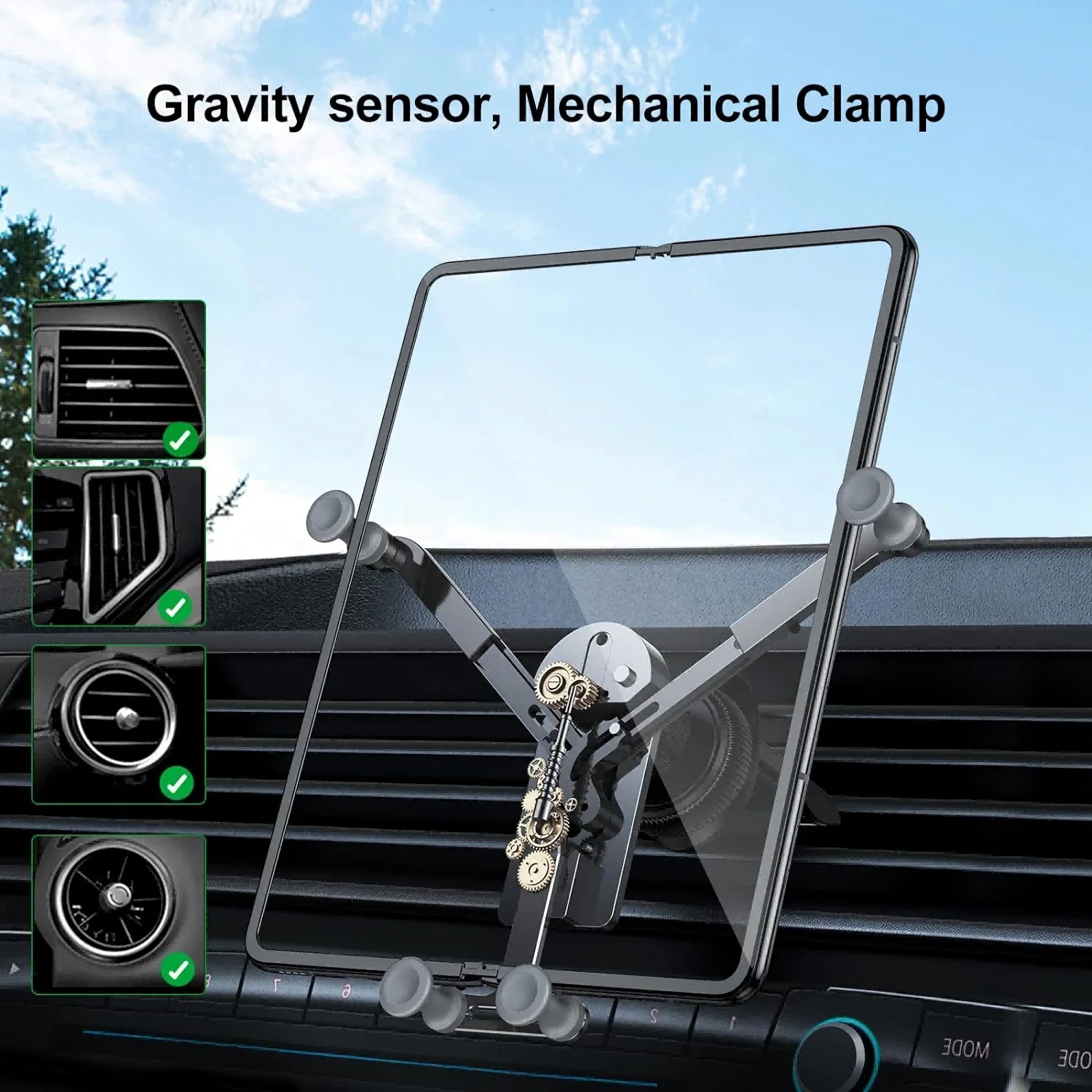 Eary Car Phone Tablet Holder Mount Air Vent Gravity Automobile Stand for iPhone 17 16 iPad Mini Samsung Galaxy Z Fold 7 6 5 S25