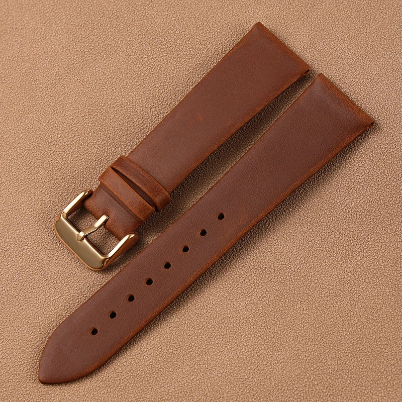 Vintage Handmade Genuine Leather Watchband 18 20 22MM Old Brown Black Soft Men's Watch Strap