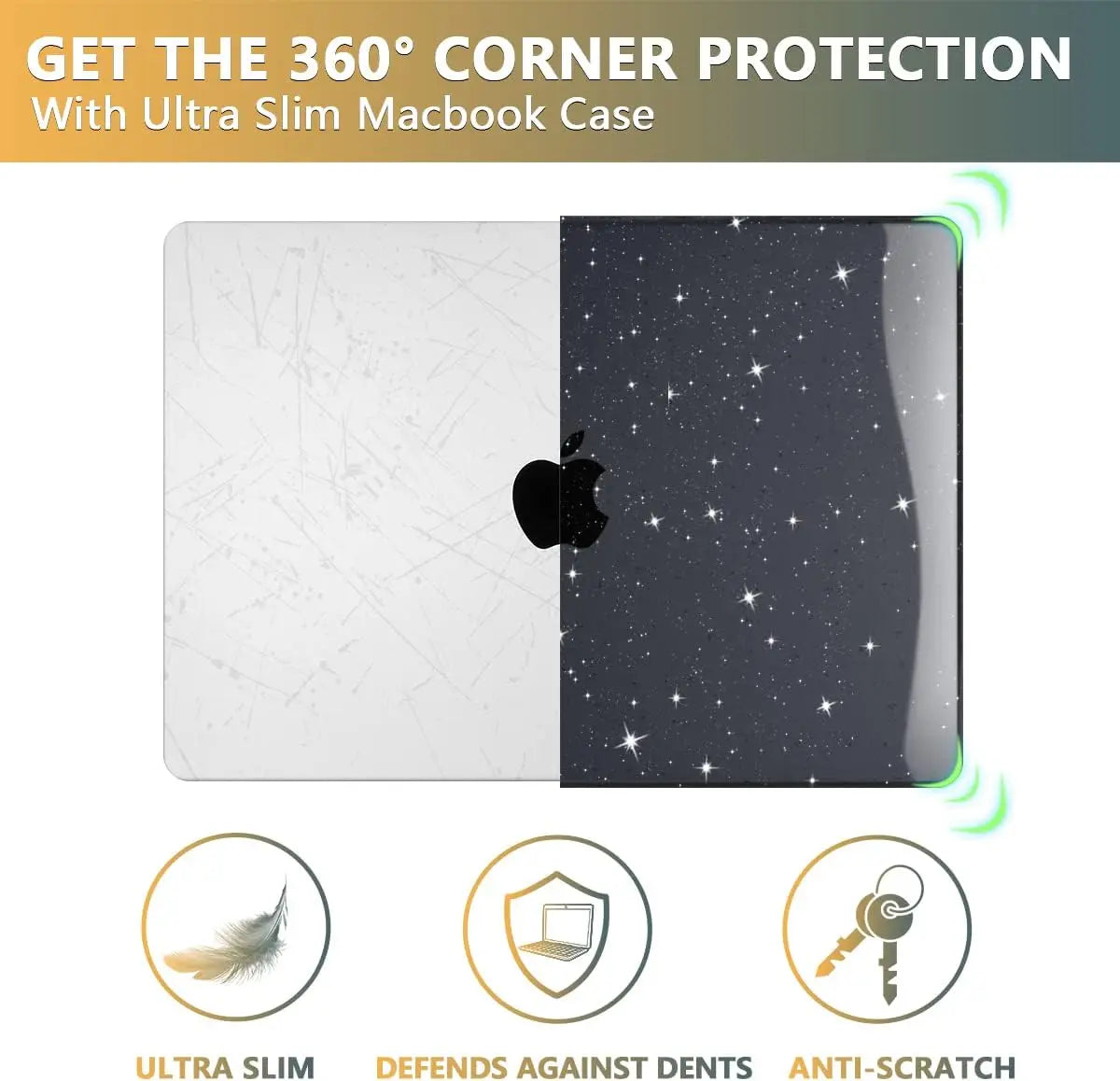 Case For MacBook Air 15 inch M5/M4/M3/M2 2026-2023, Sparkly Clear | Glitter Design for Mac Air 13.6-inch, Lightweight Hard Case