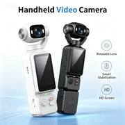 Pocket Handheld Vlog Camera 180°Rotatable Lens Anti-shake Stabilizer HD Portable Action Cam Built-in Fill Light Outdoor Travel