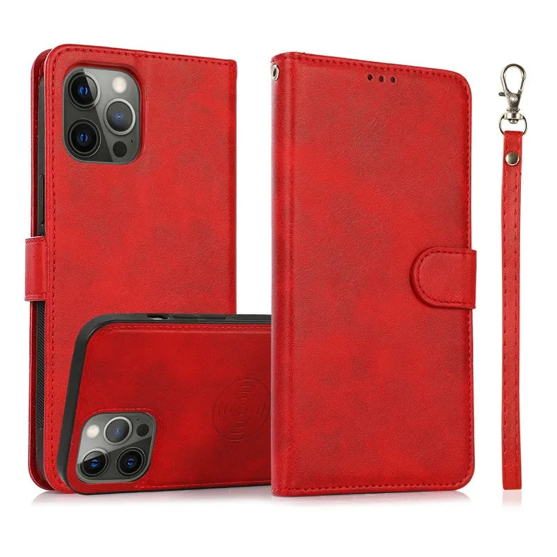 2 in 1 Magnetic Flip Leather Wallet Case for iPhone 16 Pro Max 14 15 Plus 13 12 11 17 Air SE 2022 Card Slot Detachable Cover