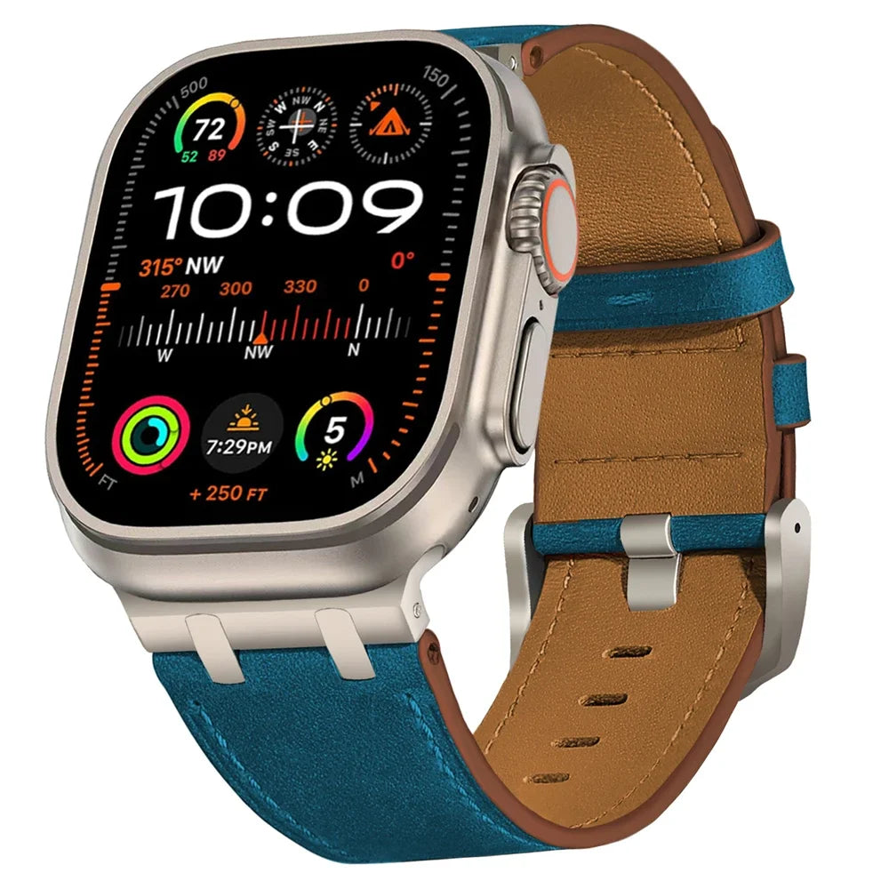 Ap Crazy horse pattern Leather strap For Apple watch band 44mm 45mm 46mm NEW Design bracelet series 5 6 SE 7 8 9 10 ultra/2 49mm