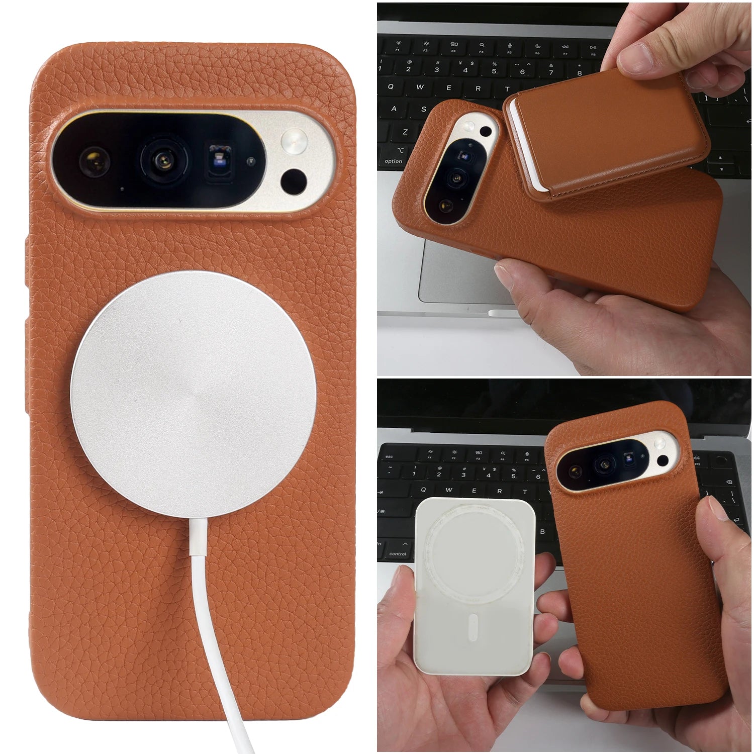 For Magsafe Magnetic Lychee Genuine Leather Case For Google Pixel 10 Pro XL Pixel10 9A 8A 7A Pixel 7 8 9 Pro XL Phone Back Cover