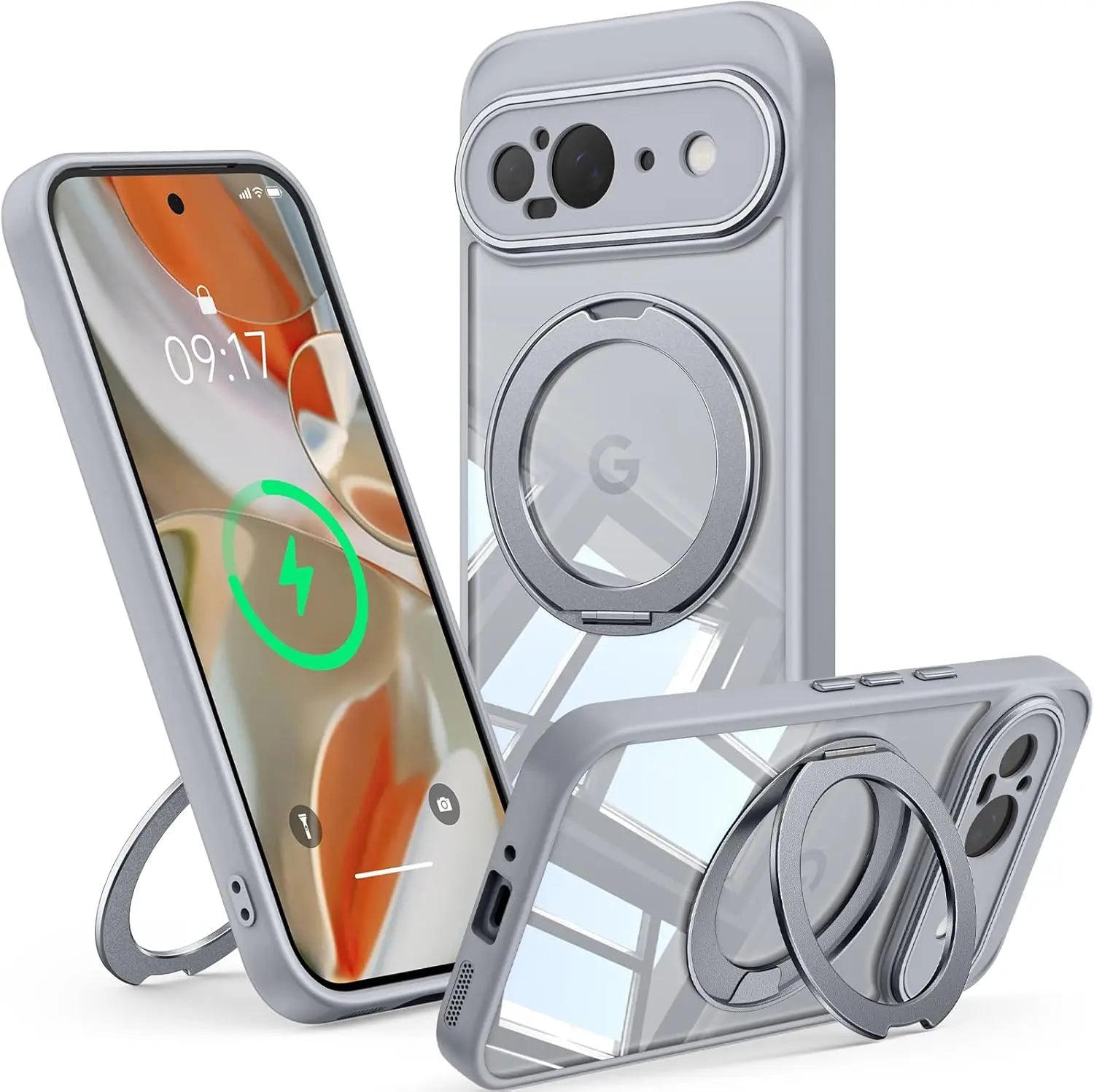 360 Rotate Magnetic Bracket for Magsafe Case for Google Pixel 10 9 8 Pro XL 8A 9A 10A Plating Camera Hard Transparent Back Cover