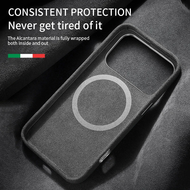 100% Italian Alcantara Magnetic Case for iPhone 17 Pro Max Air Luxury With Magsafe Cover Leather Phone Cases for iPhone 17Pro
