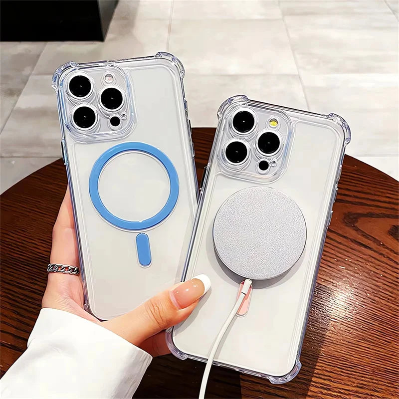Wireless Charge Case For iPhone 17 16 15 14 13 12 11 Pro Max Magnetic For Magsafe Phone Cases For iPhone Air 15 14 16 Plus Cover