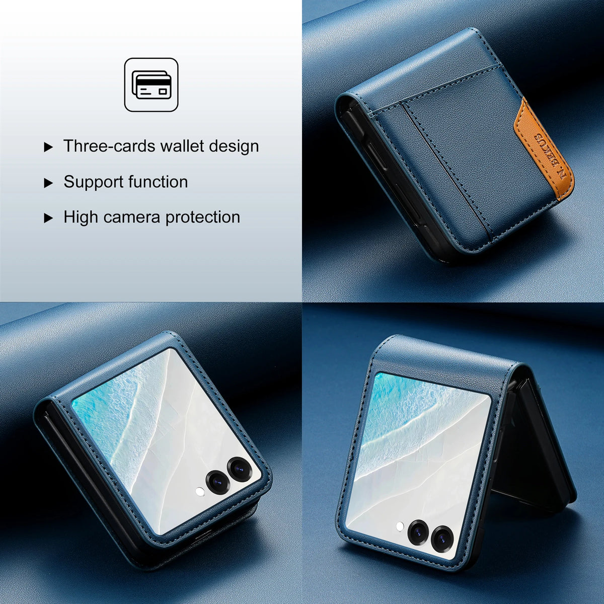 Flip Leather Phone Case For Samsung Galaxy Z Flip 8 7 FE 6 5 4 3 5G Flip7 Flip8 Wallet Card Holder Phone Bag Book Cover Etui