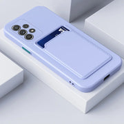 Soft Silicone Card Holder Case For Samsung Galaxy S24 S23 S22 S21 S20 Plus FE Note 20 Ultra A51 A71 A54 Slot Wallet Back Cover