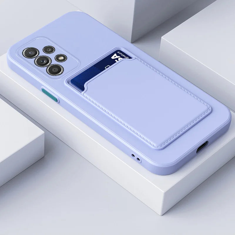 Soft Silicone Card Holder Case For Samsung Galaxy S24 S23 S22 S21 S20 Plus FE Note 20 Ultra A51 A71 A54 Slot Wallet Back Cover