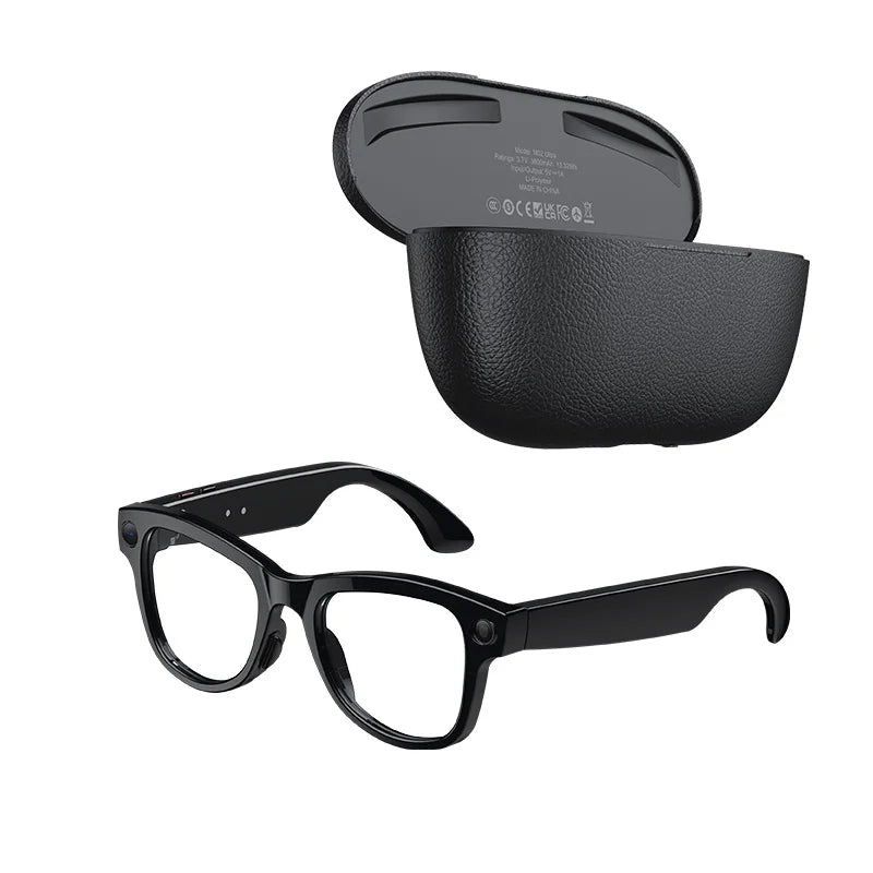 MOGCO Smart AI Glasses, 8MP Camera, Real-time Translation, 3600mAh Charging Case, 43.6g Ultra Lightweight Portable Eyeglasses