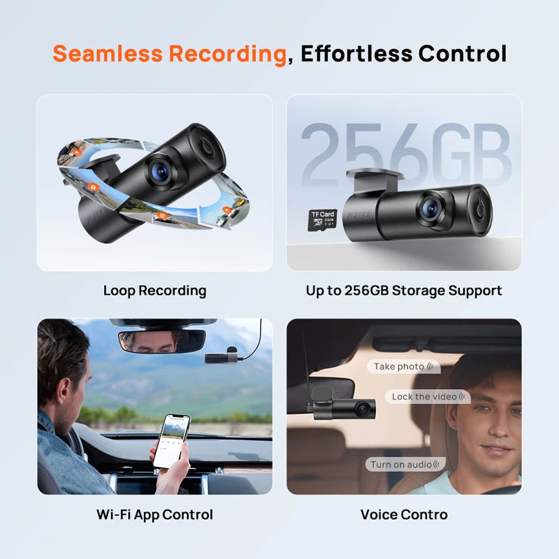 70mai M310 Plus 2K 1440P Dash Cam 143°FOV f/1.55 Large Aperture Smart Voice Control 24H Parking Guard Night Vision Car Camera