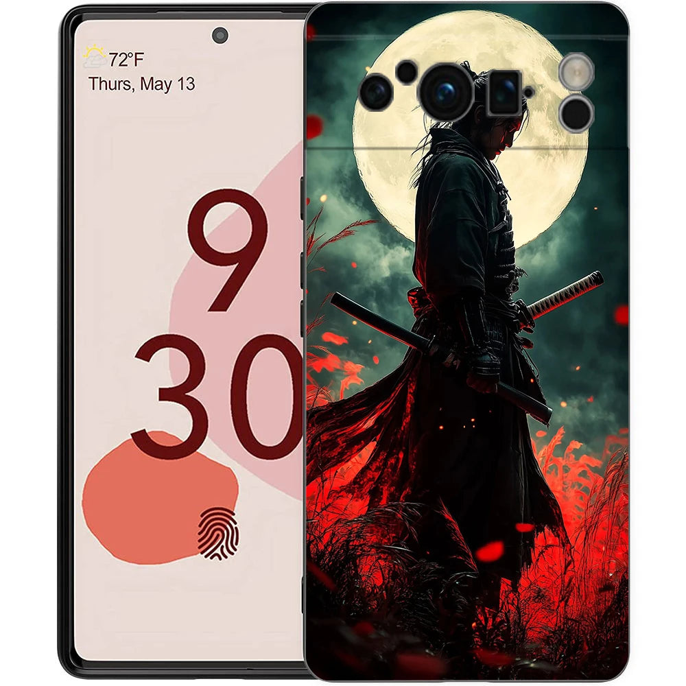Japanese Bushido Samurai Phone Case For Google Pixel 10 9 8 7 6 Pro XL 9A 8A 6A 7A 5G Soft Shockproof TPU Black Cover