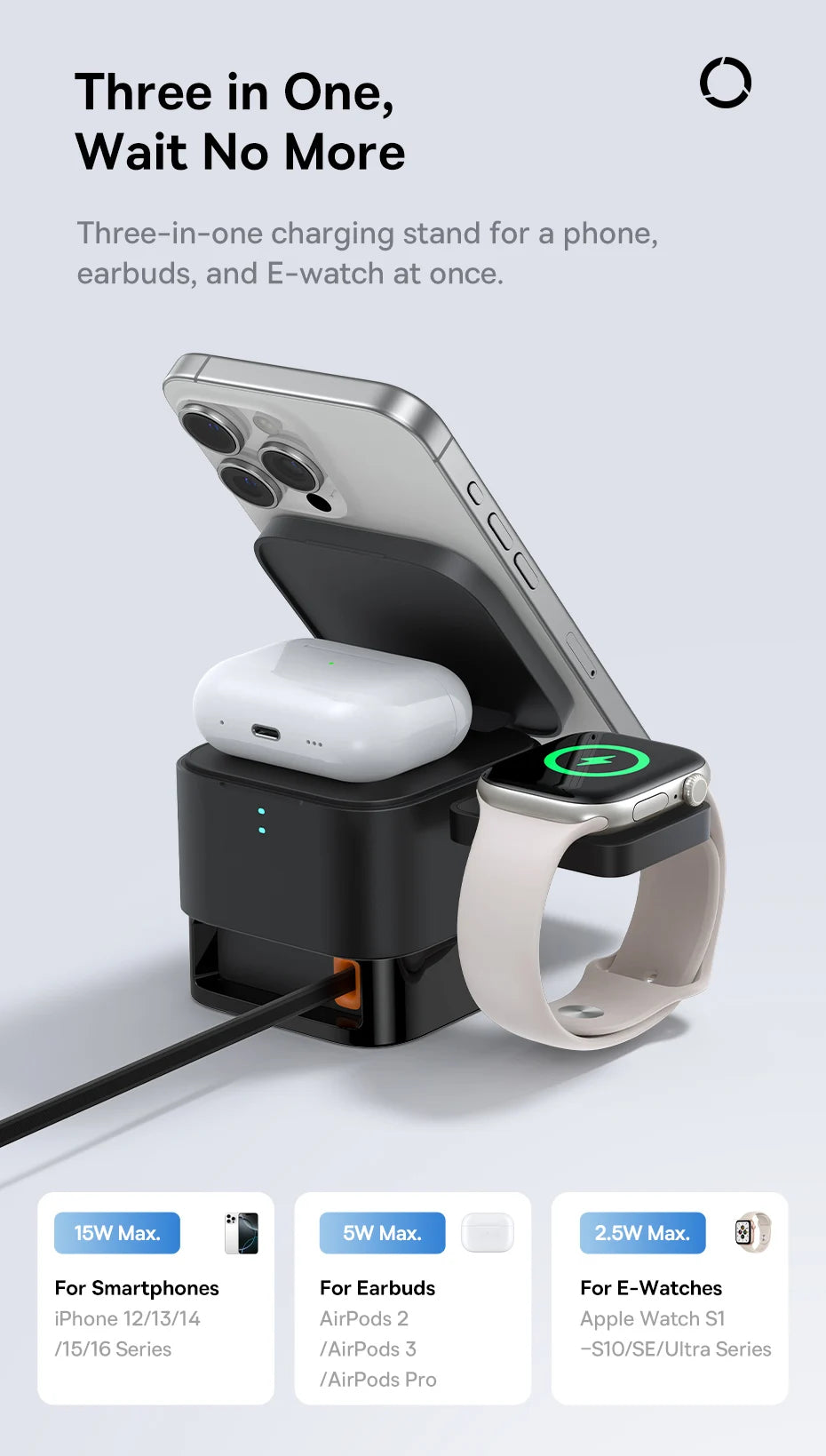 Baseus 3 in 1 Magnetic Wireless Charger Stand 15W Fast Wireless Charging 25W Desktop Dock Station For iPhone16 15 14 13 Airpod