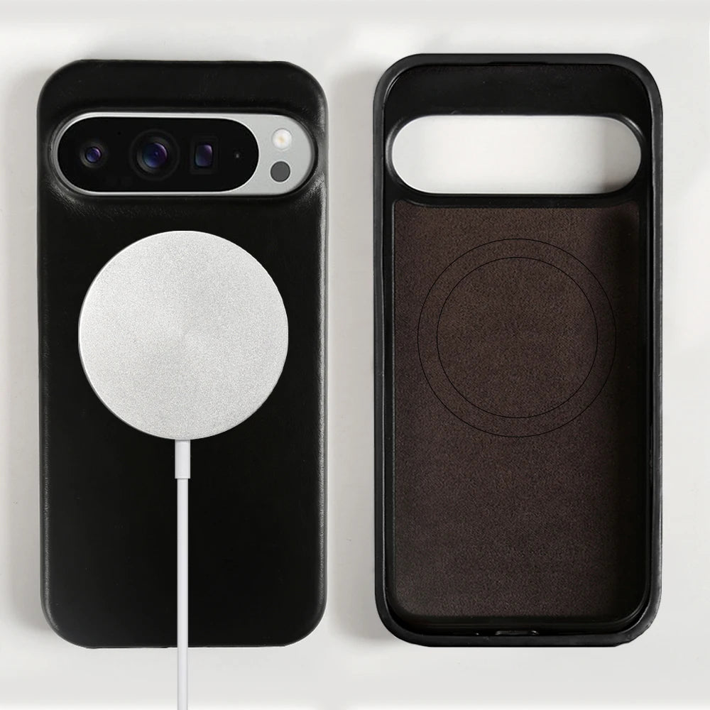 Vintag Oil Wax Magnetic Genuine Leather Case For Google Pixel 10 Pro XL 9 8Pro 6A 7Pro Aesthetic Phone Cover Back Coque Carcasa
