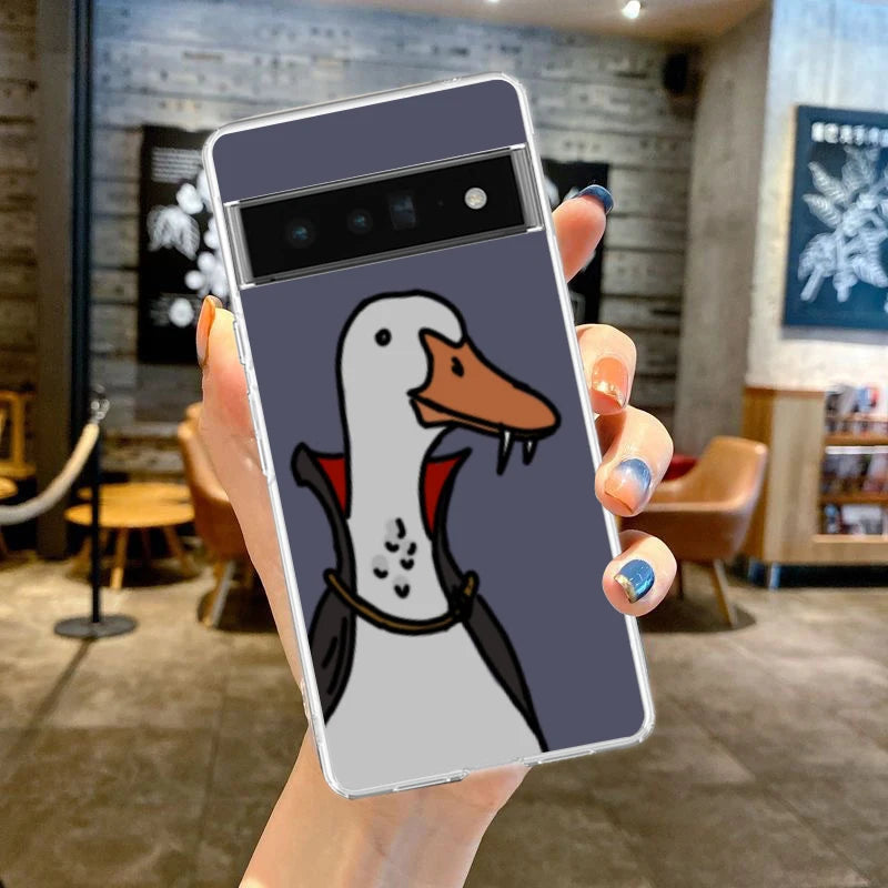 Phone Case Cover for Google Pixel 10 9 8 7 6 5 4 4XL Soft TPU 7A 6A 5A 4A 3A Pro XL 5G Transparent Shell Cute Goose Duck Game