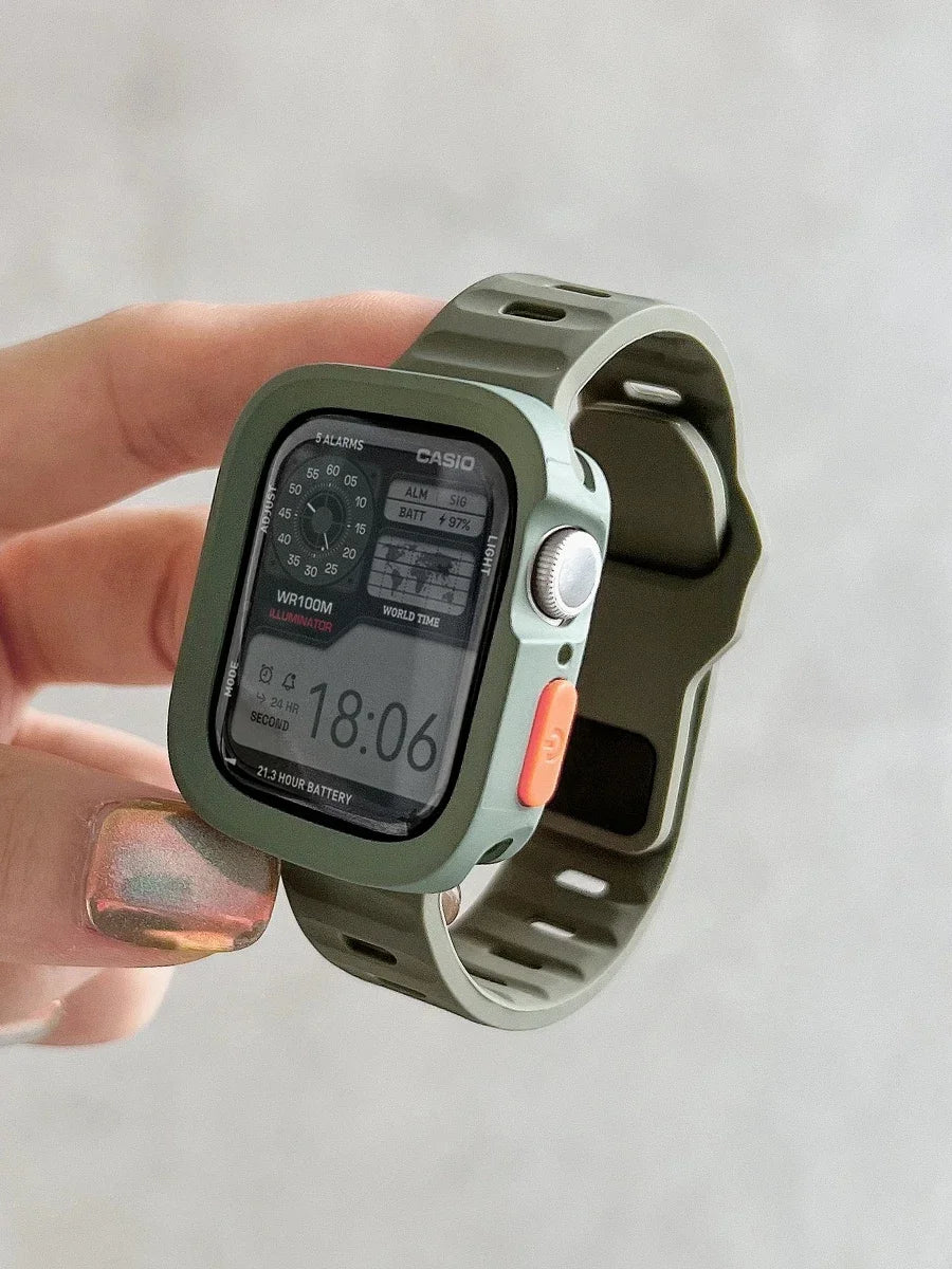 Silicone Case+Strap for Apple Watch Ultra3 49mm Series 11/10 42mm 38 44mm 40mm 45mm 41mm Bracelet Cover for iWatch Series 8 9 7