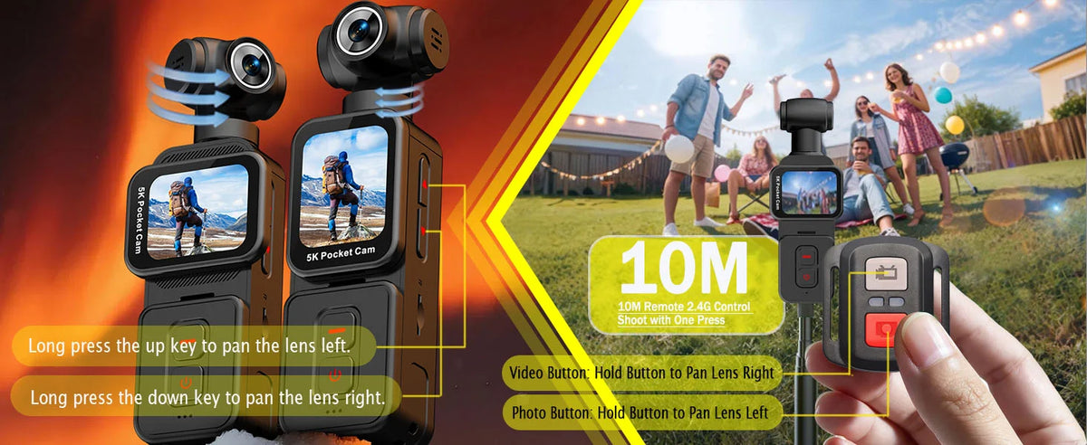 5K Mini Camera Anti-shake Sport Cam with Face Detection Automatic Rotating Lens Vlogging Body Camera with Rotatable Touch Screen