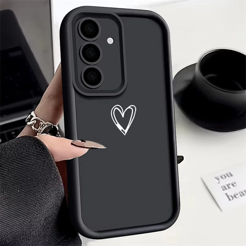 Simple Love TPU Case For Samsung S26 S25 S24 S23 S22 S21 Ultra Plus FE S25 edge A54 Shockproof Solid Color Silicone Phone Cover
