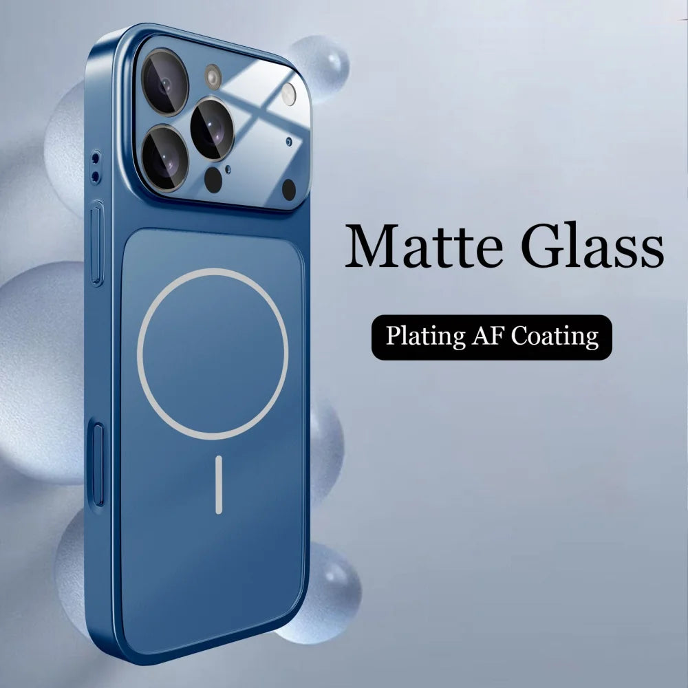 Original Glass Nano Matte Case For iPhone 17 Air 16 15 14 13 17 Pro Max 17Pro Magnetic For Magsafe Wireless Charging Armor Funda