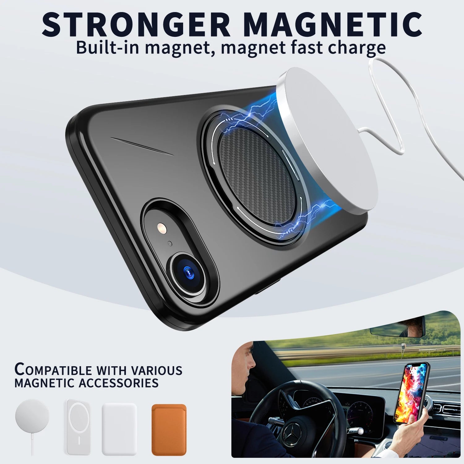 360° Rotating Magnetic Stand Holder Phone Case for iPhone 17E 16E Magsafe Shockproof Bracket Covers Funda