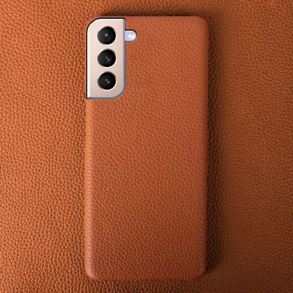 For SAMSUNG S21 CASE Litchi Texture Genuine Leather Cases S20FE S21Ultra S22 Plus phone Cover Coque Protective Shell