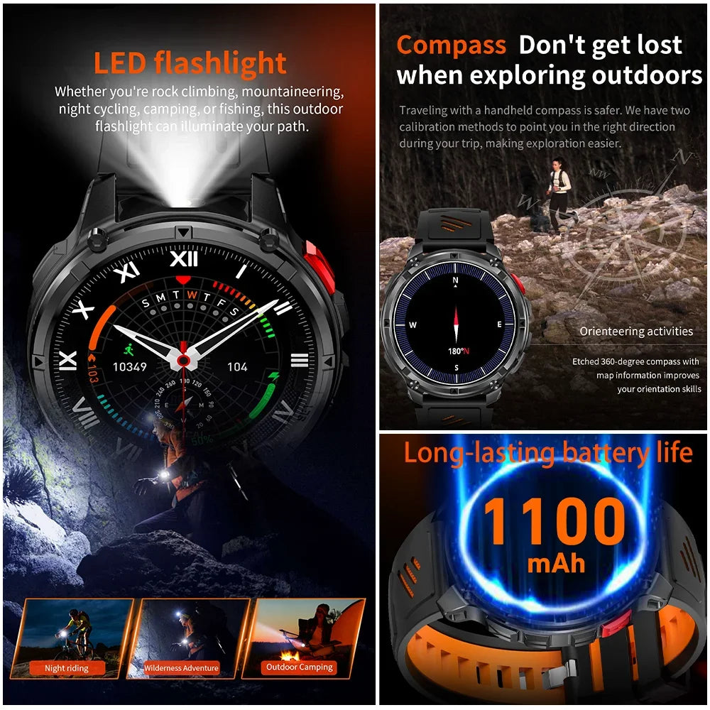 2026 New T-Rex3 Pro GPS Sports 1100mAh Smartwatch Men 120-Day Standby Clock Rugged Outdoor Sport 10ATM Waterproof Call Watches