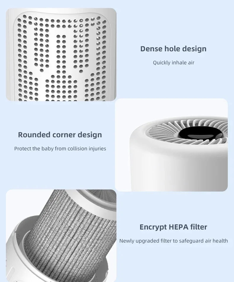 Mini Desktop Air Purifier Portable Air Cleaner HEPA Filter Freshener Odor Remover Compact Air Quality Improvement Devic