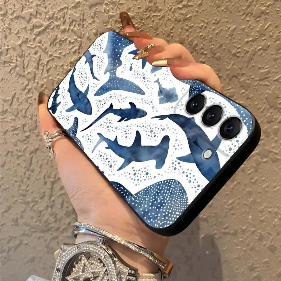 Funda Phone Cover Case for Samsung Galaxy S26 Ultra S10 S9 S23 S20 Ultra S25 Plus S24 S21 FE Note 20 8 9 10 Ocean Shark Whale