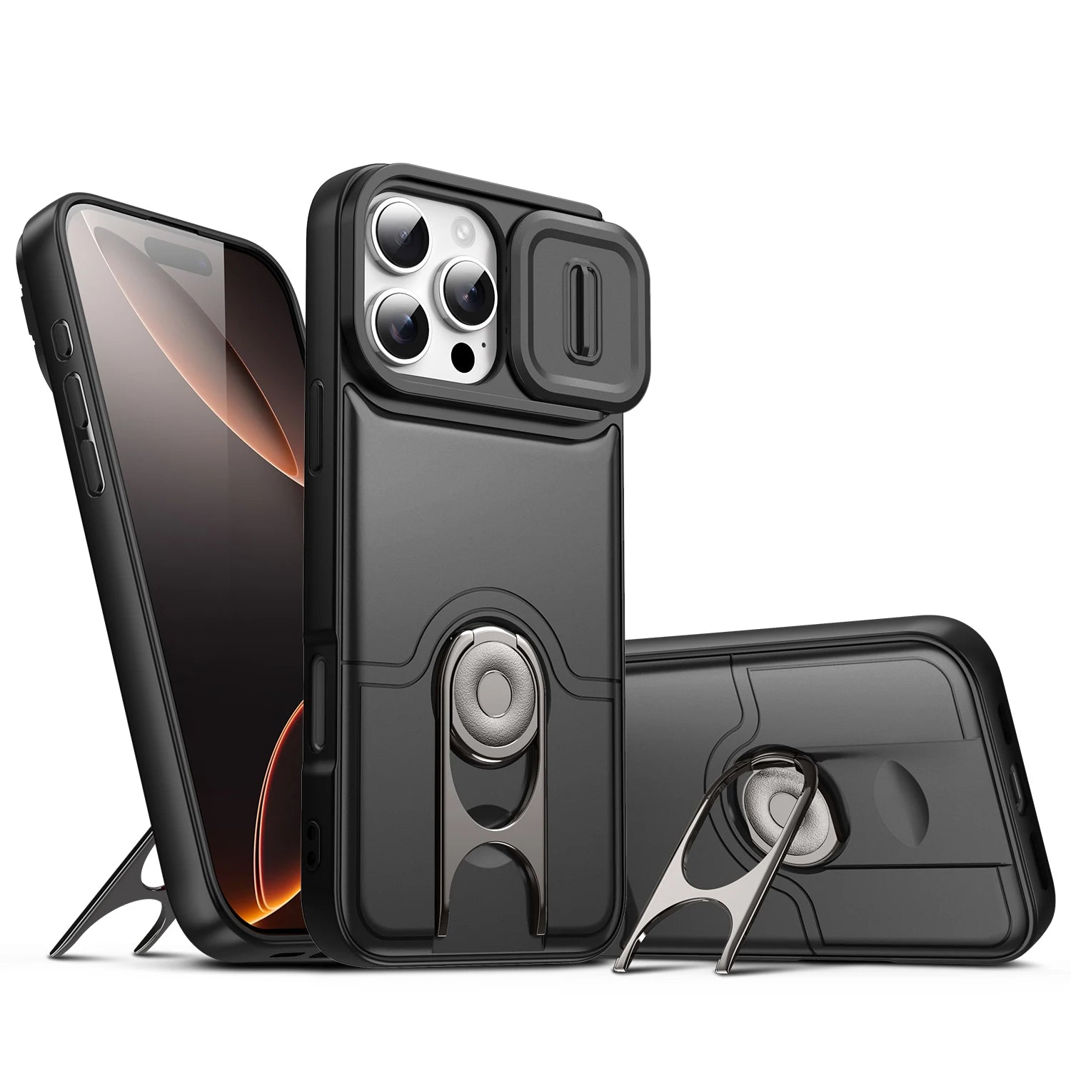 Stand Function Hard Heavy Phone Case for Iphone 17 18 16 Pro Max Iphone18 Iphone16 Iphone17 Lens Protective Cover