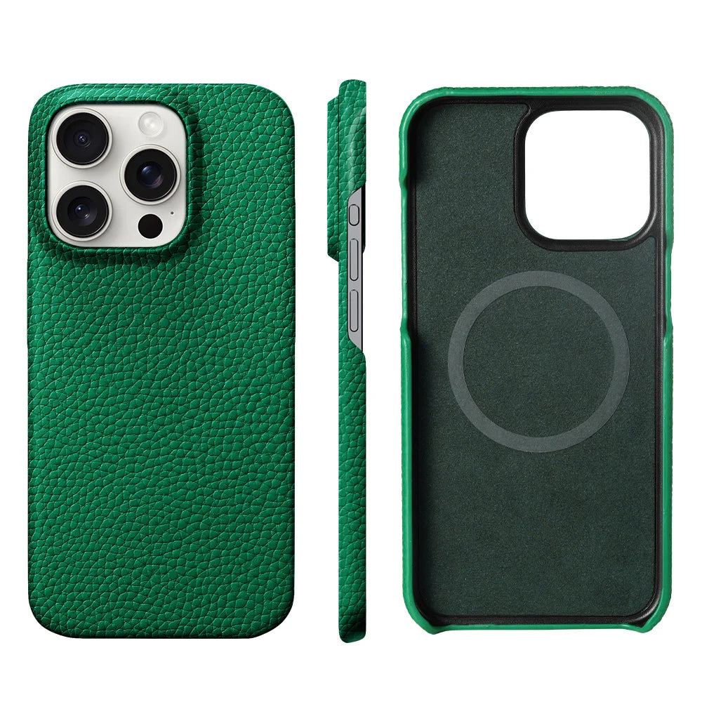 LANGSIDI Natural Cowhide Leather for Magsafe Case for iPhone 16 15 Pro Max Promax 15Pro 16Pro Luxury Magnetic Phone Back Cover