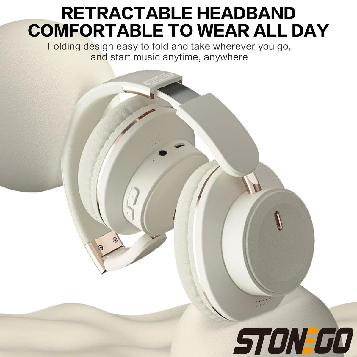 Bluetooth Headphones Wireless Headset Over Ear Foldable Portable Fashion Aesthetic Design With 24H Long Battery Life Premium Hi-Fi Stereo Sound All Day Comfortable Fit For Photography Props Travel Sports Gym Workout Gaming Sc