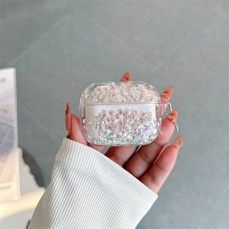 Dynamic Glitter Rhinestones Earphone Case for Airpods Pro Cover Para Airpod 4 3 2 Luxury Headphone Carcasa Brilliant Hard Shell