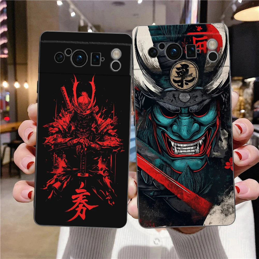 Japanese Bushido Samurai Phone Case For Google Pixel 10 9 8 7 6 Pro XL 9A 8A 6A 7A 5G Soft Shockproof TPU Black Cover