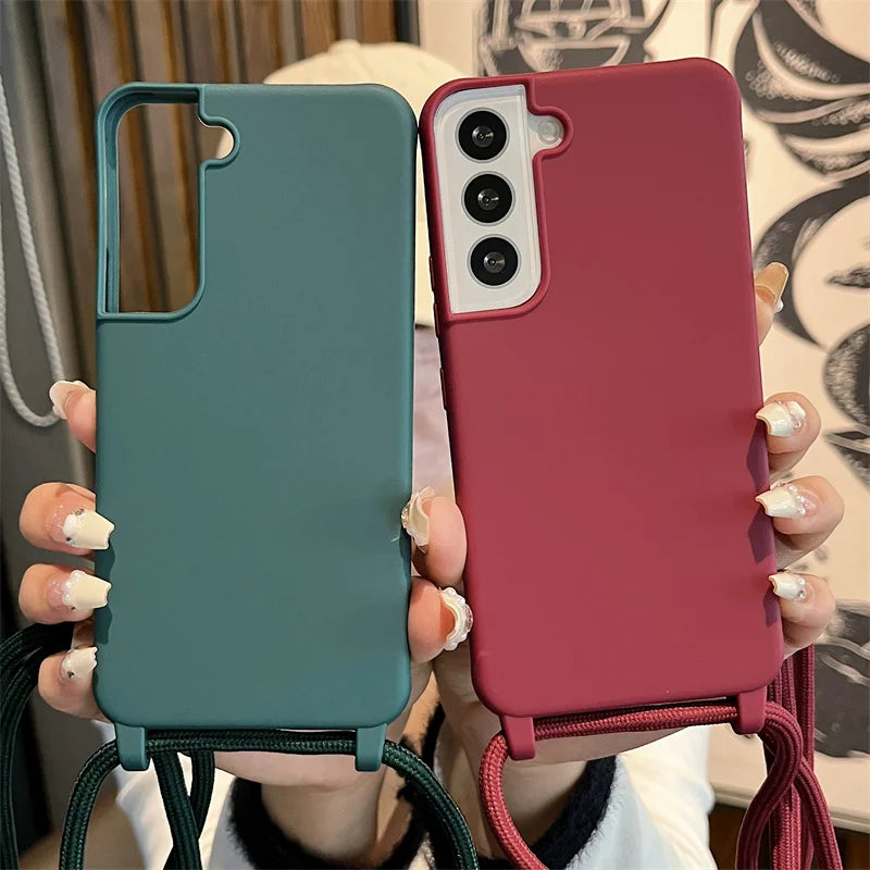 Crossbody Lanyard Strap Case For Samsung Galaxy S26 S25 Edge S24 S23 S22 S21 S20 FE Plus Note 10 20 Ultra A41 A21S 5G Soft Cover