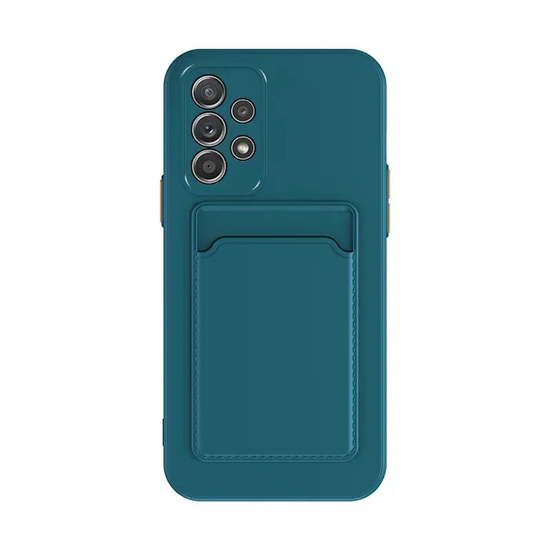 Soft Silicone Card Holder Case For Samsung Galaxy S24 S23 S22 S21 S20 Plus FE Note 20 Ultra A51 A71 A54 Slot Wallet Back Cover