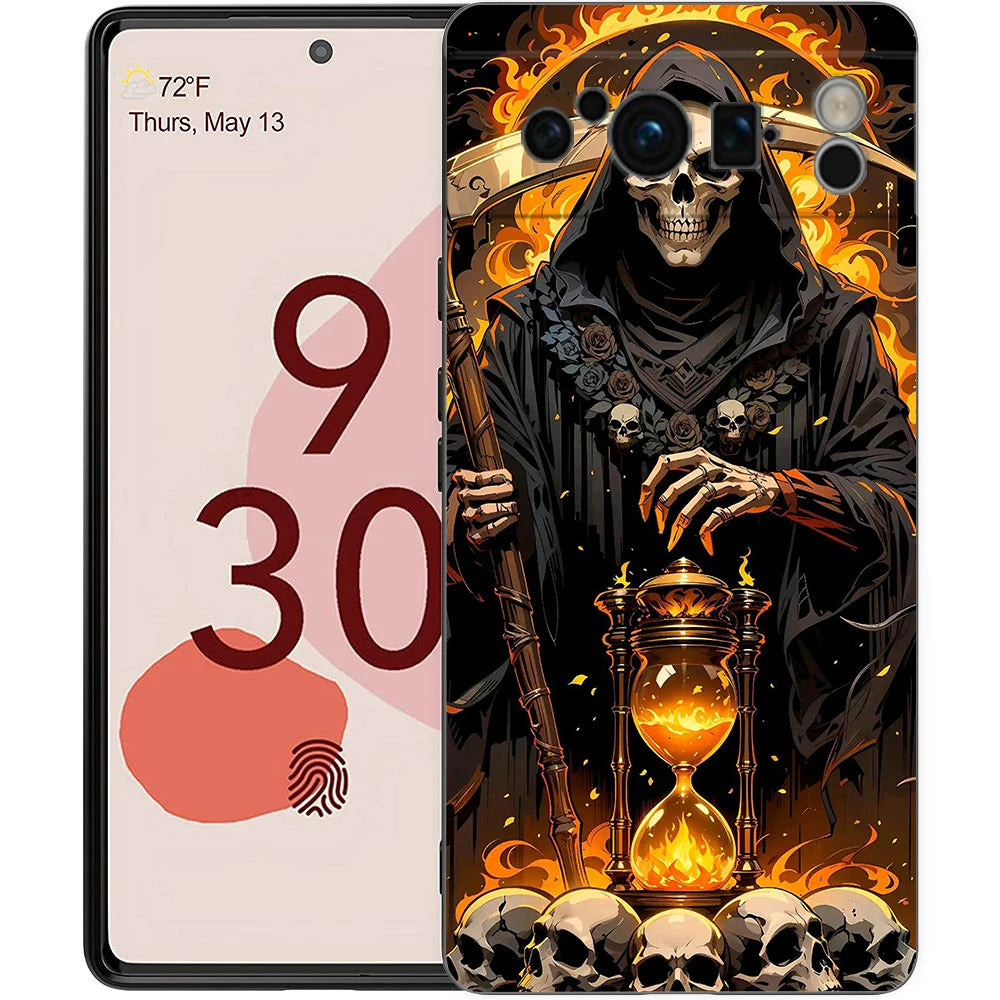 Grim Reaper Skull Phone Case For Google Pixel 10A 10 9 8 7 6 Pro XL 9A 8A 6A 7A 5G Soft Shockproof TPU Black Cover