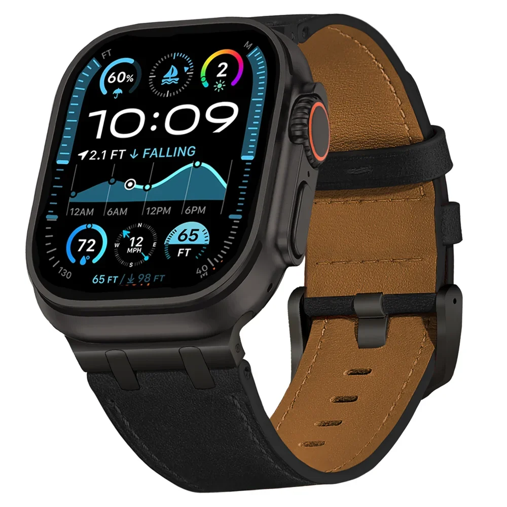 Ap Crazy horse pattern Leather strap For Apple watch band 44mm 45mm 46mm NEW Design bracelet series 5 6 SE 7 8 9 10 ultra/2 49mm